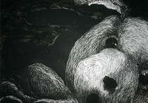 „Bunny nah“ Dean Hills 2008, Holzkohle auf Papier, 220 x 150 cm