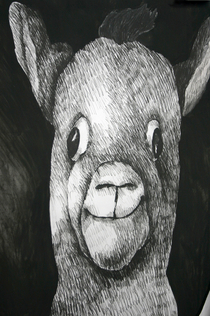 „Pferde“ Dean Hills 2007, Holzkohle auf Papier, 150 x 80 cm