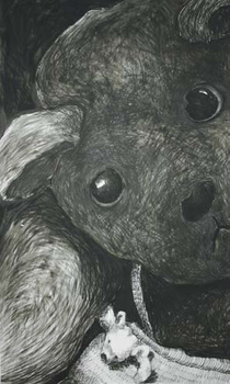 “Bear with Bear“ 2007, charcoal on paper, 150 x 80 cm