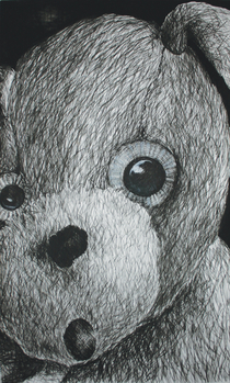“Bunny“ 2007, charcoal and chalk on paper, 150 x 80 cm