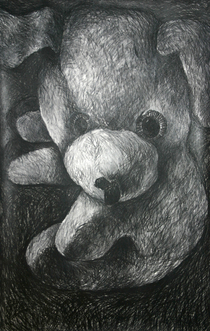 „Bunny I“ Dean Hills 2006, Holzkohle und Kreide auf Papier, 110 x 80 cm