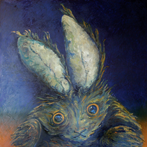 Dean Hills “Brown hare glove puppet“ 2009, oil on canvas, 230 x 230 cm