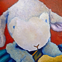 „Lieblingsplüschtier Lamm“ Dean Hills 2103, Öl auf Leinwand, 50 x 50 cm